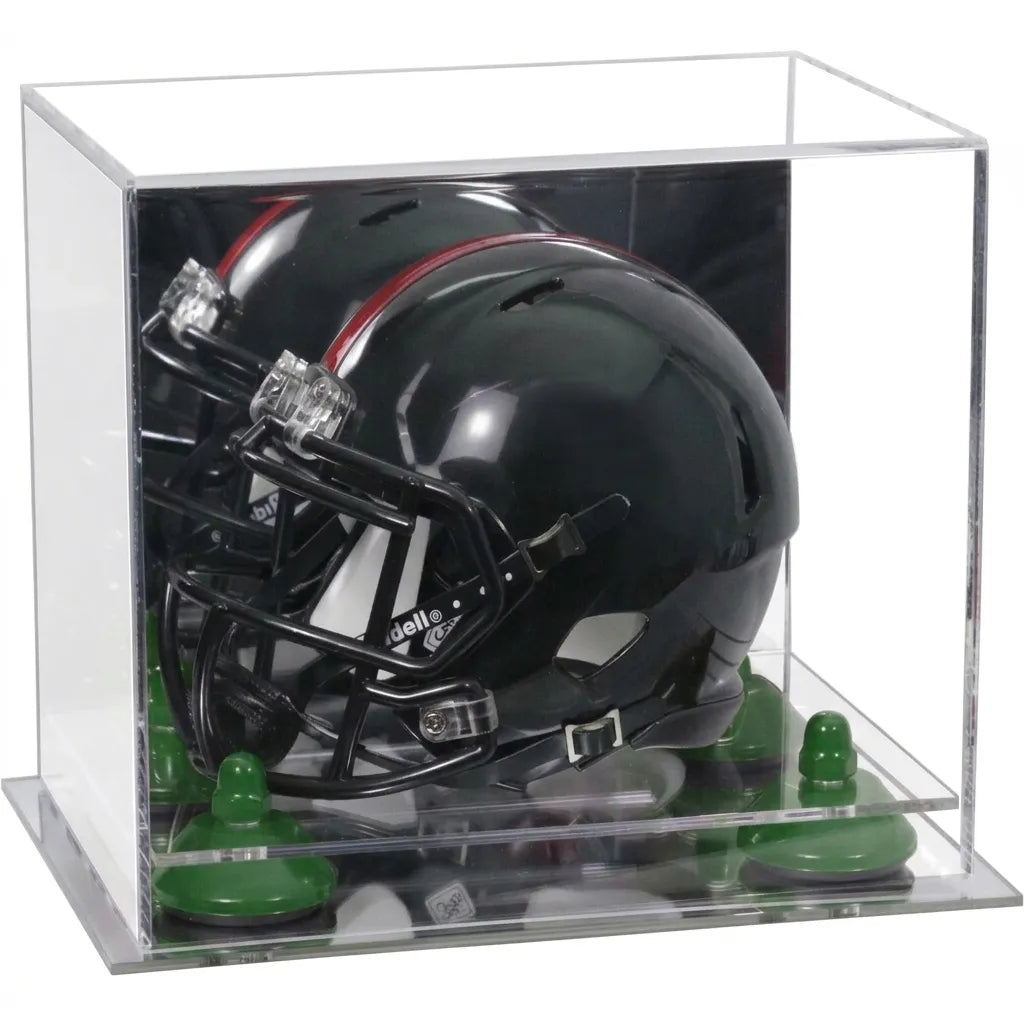 Mini/Miniature Football Helmet (not Full Size) Display Case - Mirror no Wall Mounts (A003/V45)