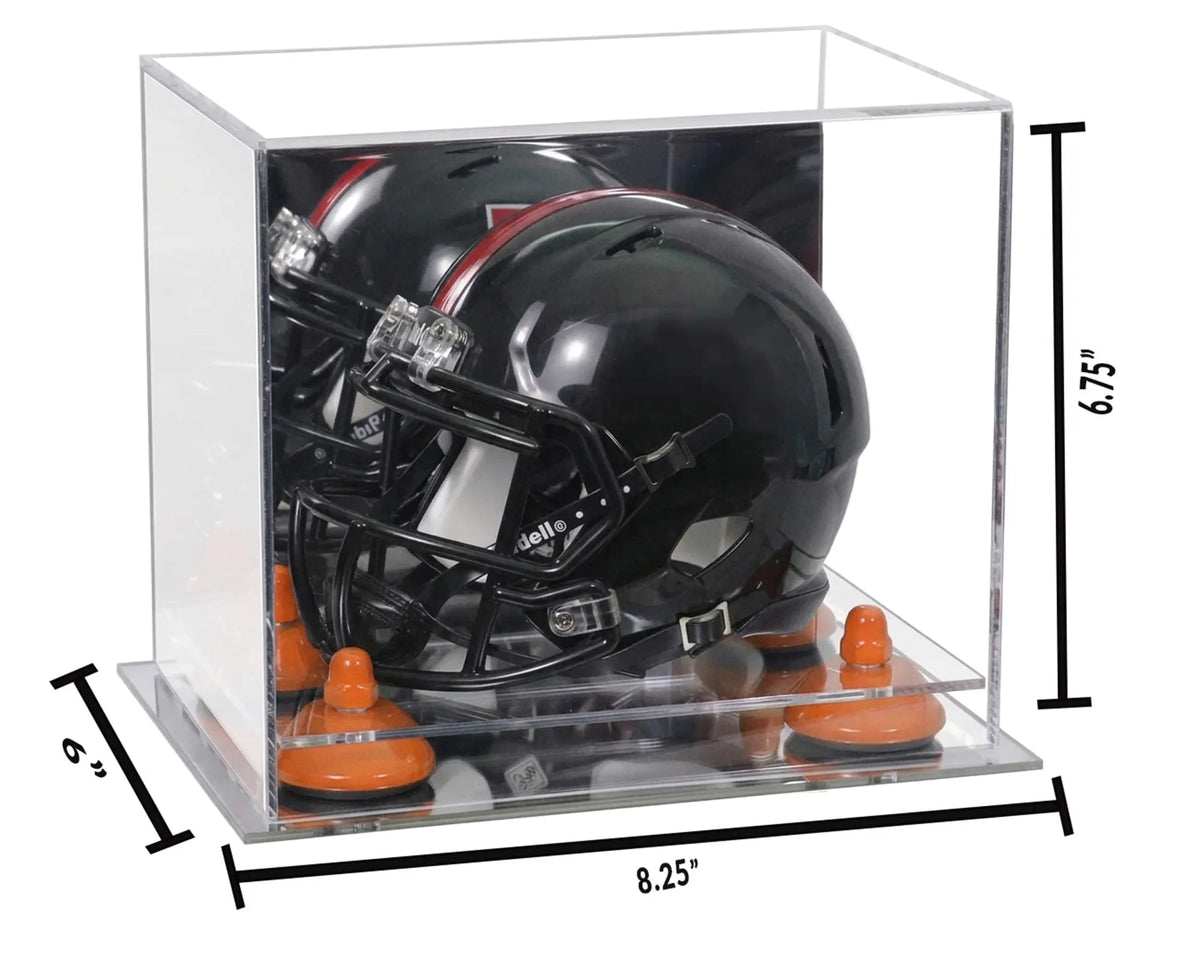 Mini/Miniature Football Helmet (not Full Size) Display Case - Mirror no Wall Mounts (A003/V45)
