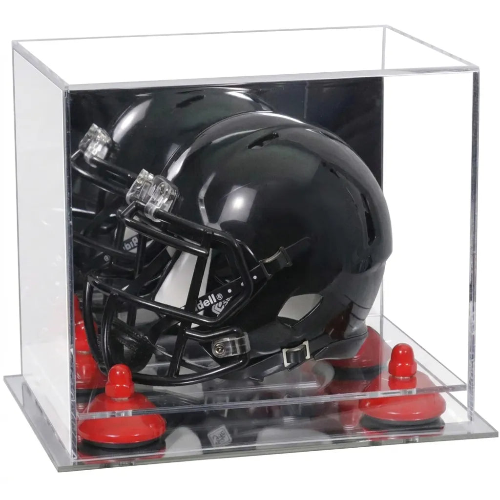 Mini/Miniature Football Helmet (not Full Size) Display Case - Mirror no Wall Mounts (A003/V45)