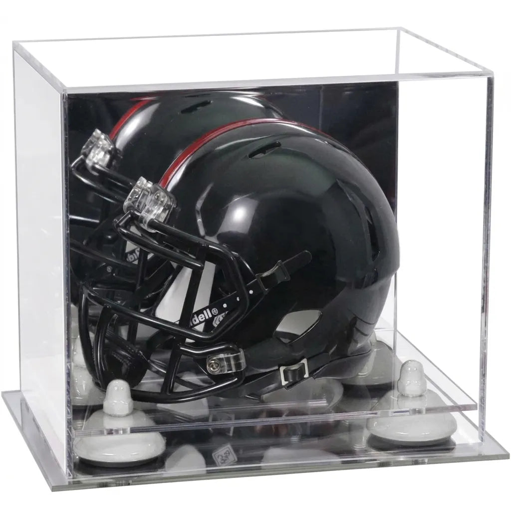 Mini/Miniature Football Helmet (not Full Size) Display Case - Mirror no Wall Mounts (A003/V45)