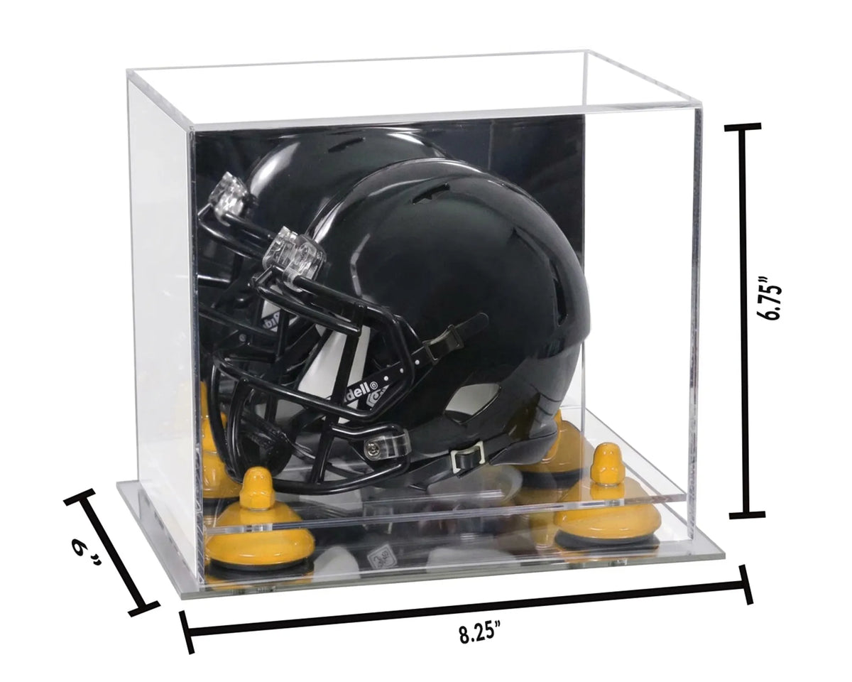 Mini/Miniature Football Helmet (not Full Size) Display Case - Mirror no Wall Mounts (A003/V45)