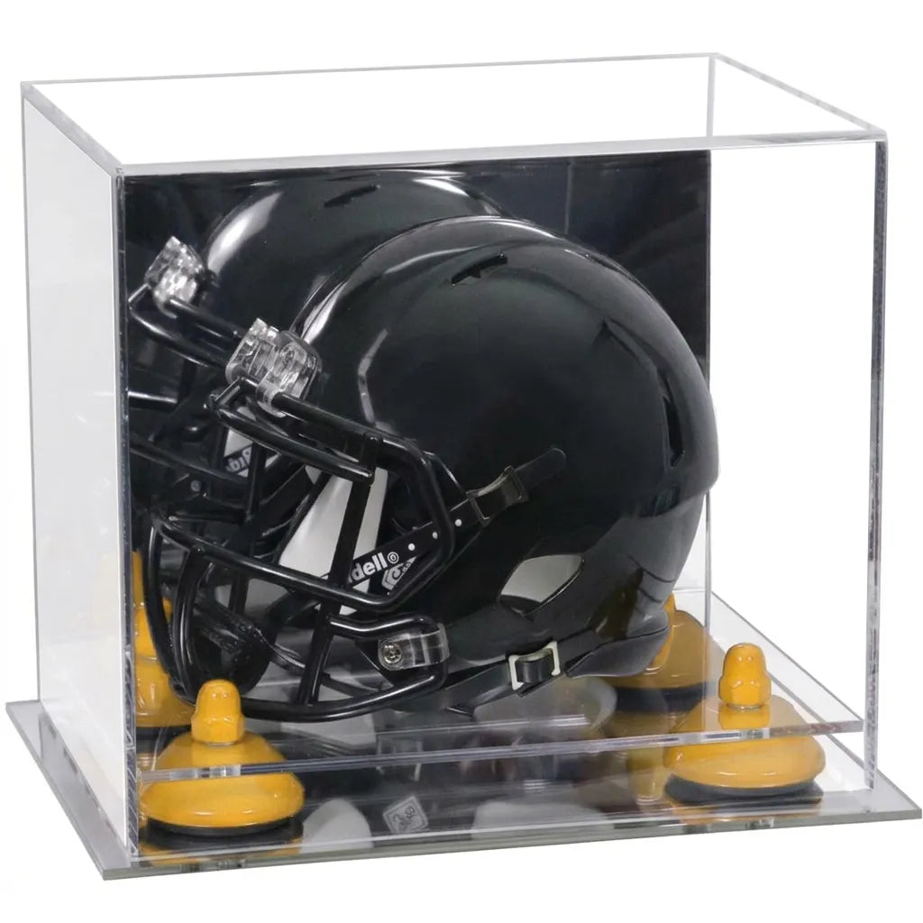 Mini/Miniature Football Helmet (not Full Size) Display Case - Mirror no Wall Mounts (A003/V45)