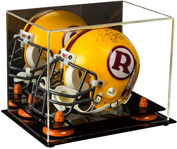 Mini/Miniature Football Helmet (not Full Size) Display Case - Mirror no Wall Mounts (A003/V45)