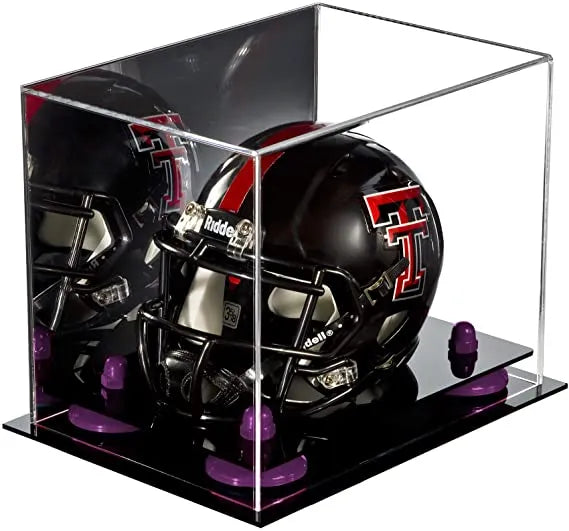 Mini/Miniature Football Helmet (not Full Size) Display Case - Mirror no Wall Mounts (A003/V45)