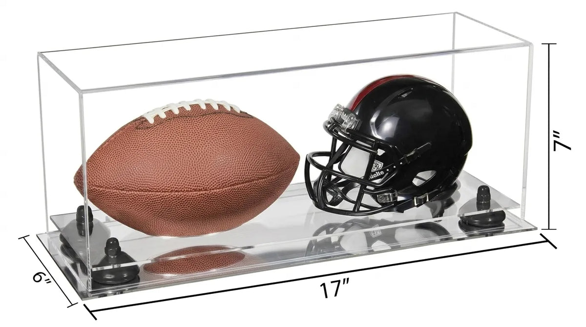 2 Mini Helmet or Mini Football with Mini Helmet Display Case - Clear (A019/V46)