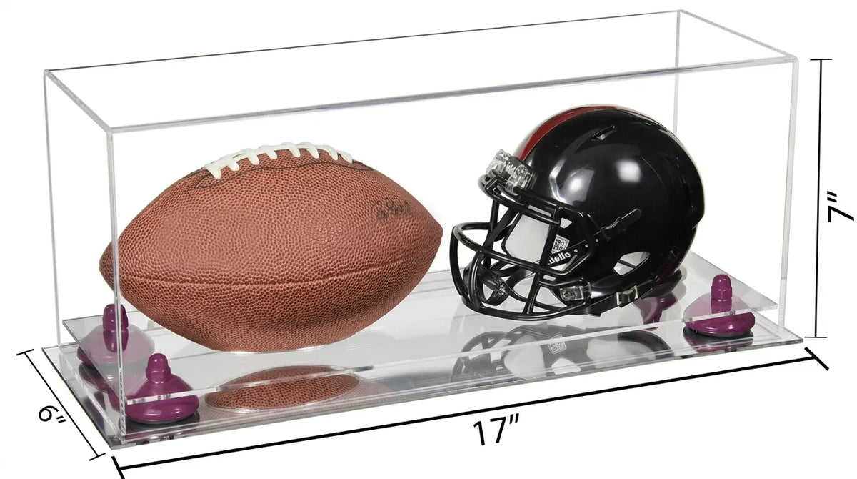 2 Mini Helmet or Mini Football with Mini Helmet Display Case - Clear (A019/V46)