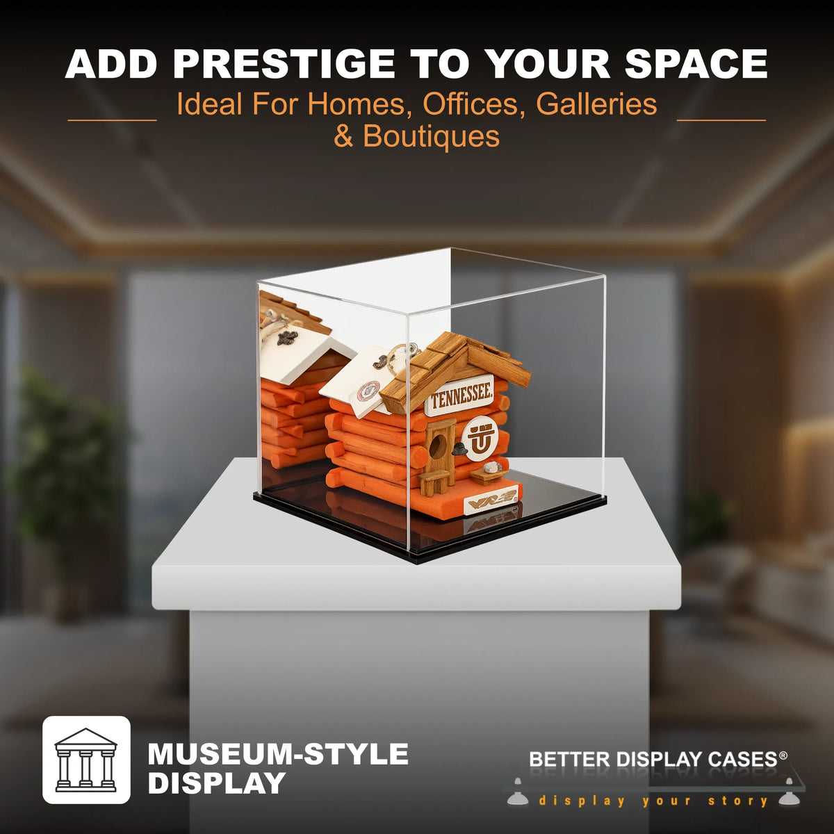 Versatile Acrylic Display Cases with Double Sheet Base with Mirror Case