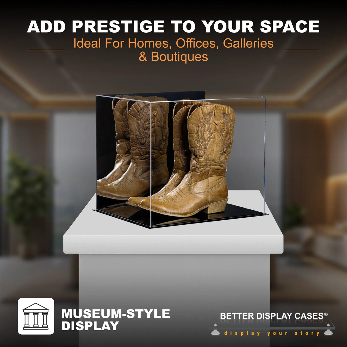 Versatile Acrylic Display Cases with Double Sheet Base with Mirror Case