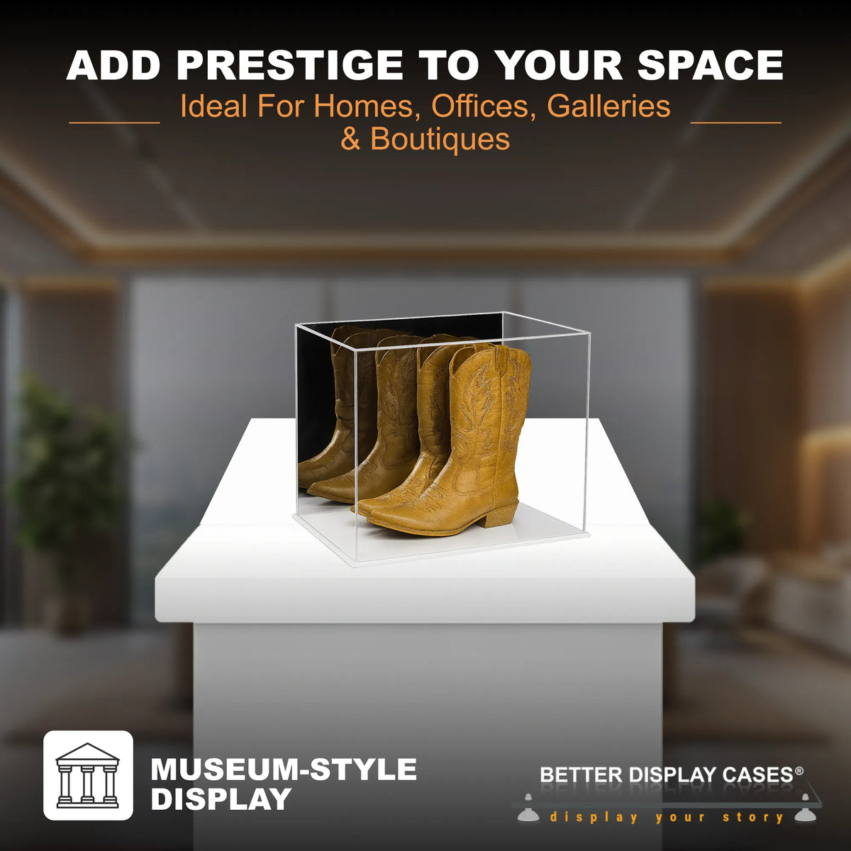 Versatile Acrylic Display Cases with Double Sheet Base with Mirror Case
