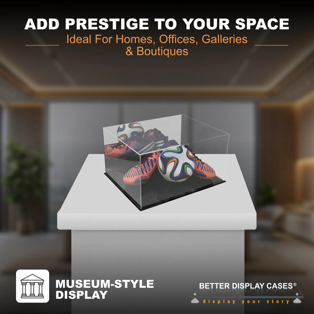 Versatile Acrylic Display Cases with Double Sheet Base with Mirror Case