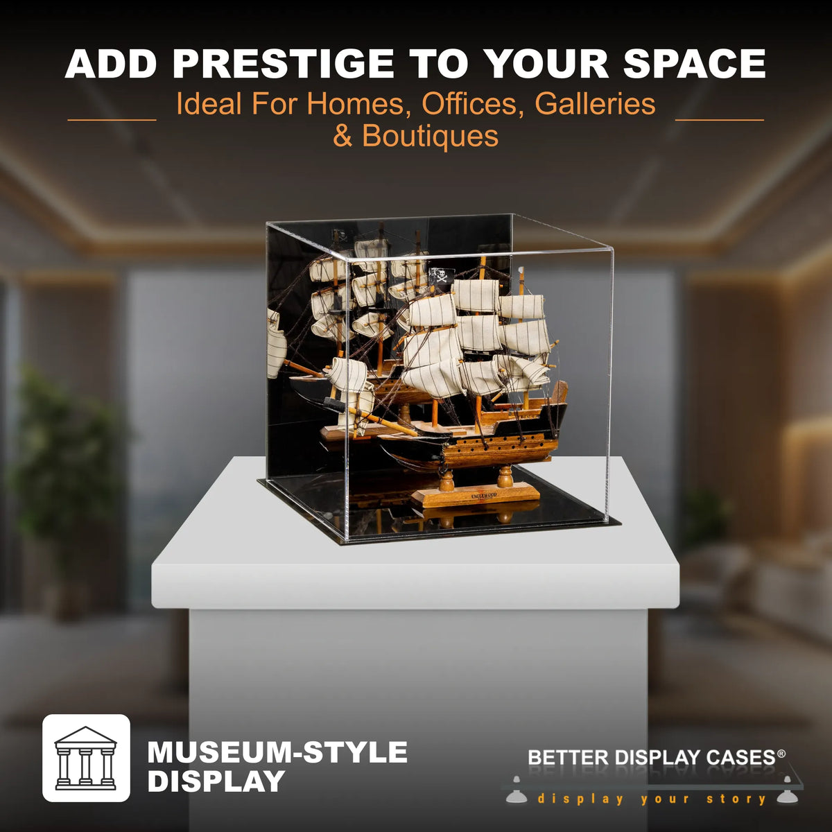 Versatile Acrylic Display Cases with Double Sheet Base with Mirror Case