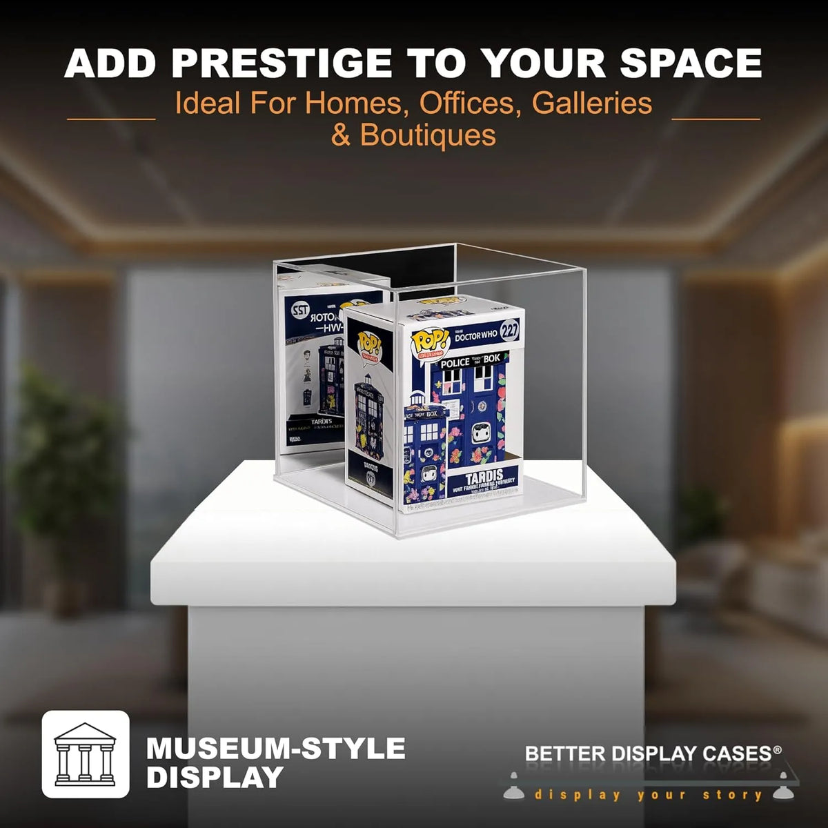 Versatile Acrylic Display Cases with Double Sheet Base with Mirror Case
