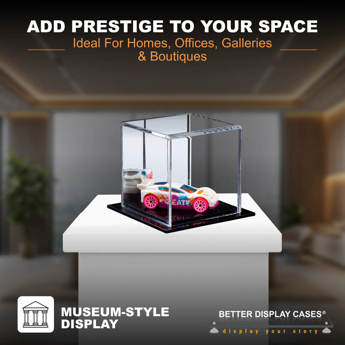 Versatile Acrylic Display Cases with Double Sheet Base with Mirror Case