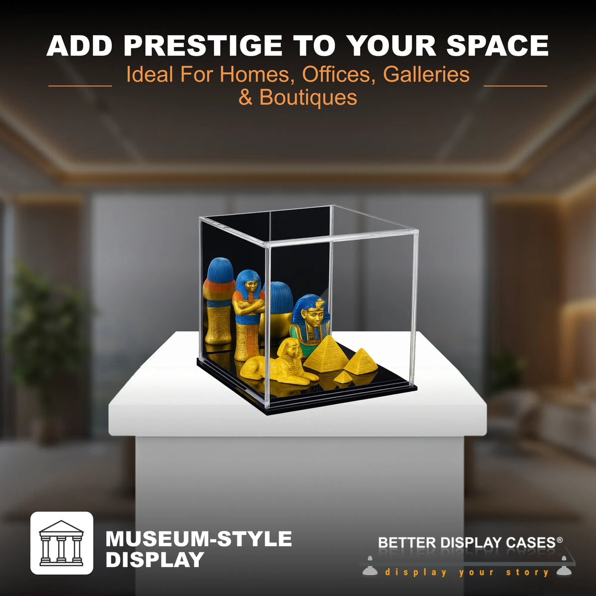 Versatile Acrylic Display Cases with Double Sheet Base with Mirror Case