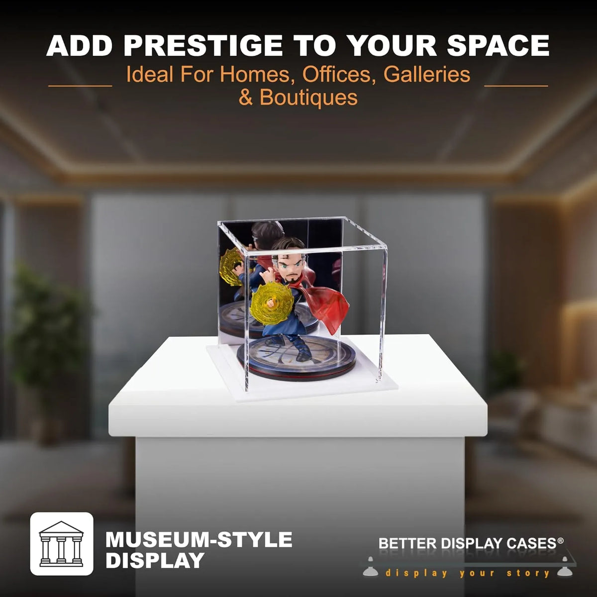 Versatile Acrylic Display Cases with Double Sheet Base with Mirror Case