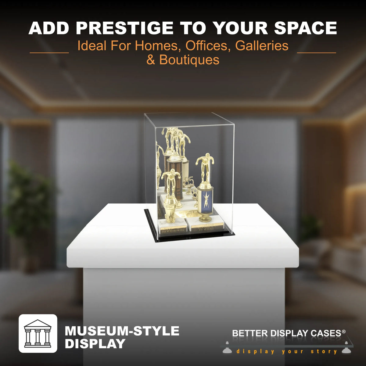 Versatile Acrylic Display Cases with Double Sheet Base with Mirror Case