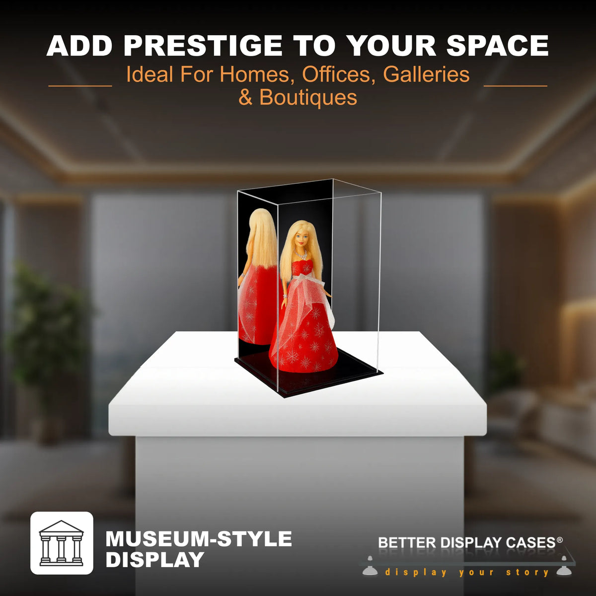 Versatile Acrylic Display Cases with Double Sheet Base with Mirror Case