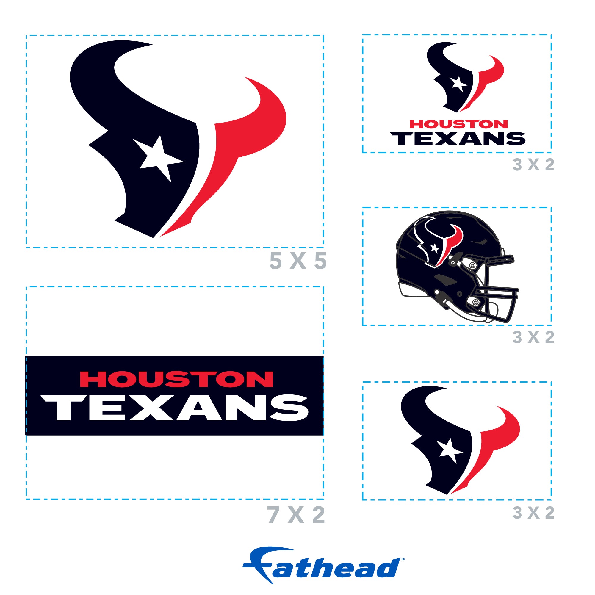 Houston Texans - 5 Logo Minis (Mixed Sizes) - Official NFL - Reusable Vinyl Decals #3