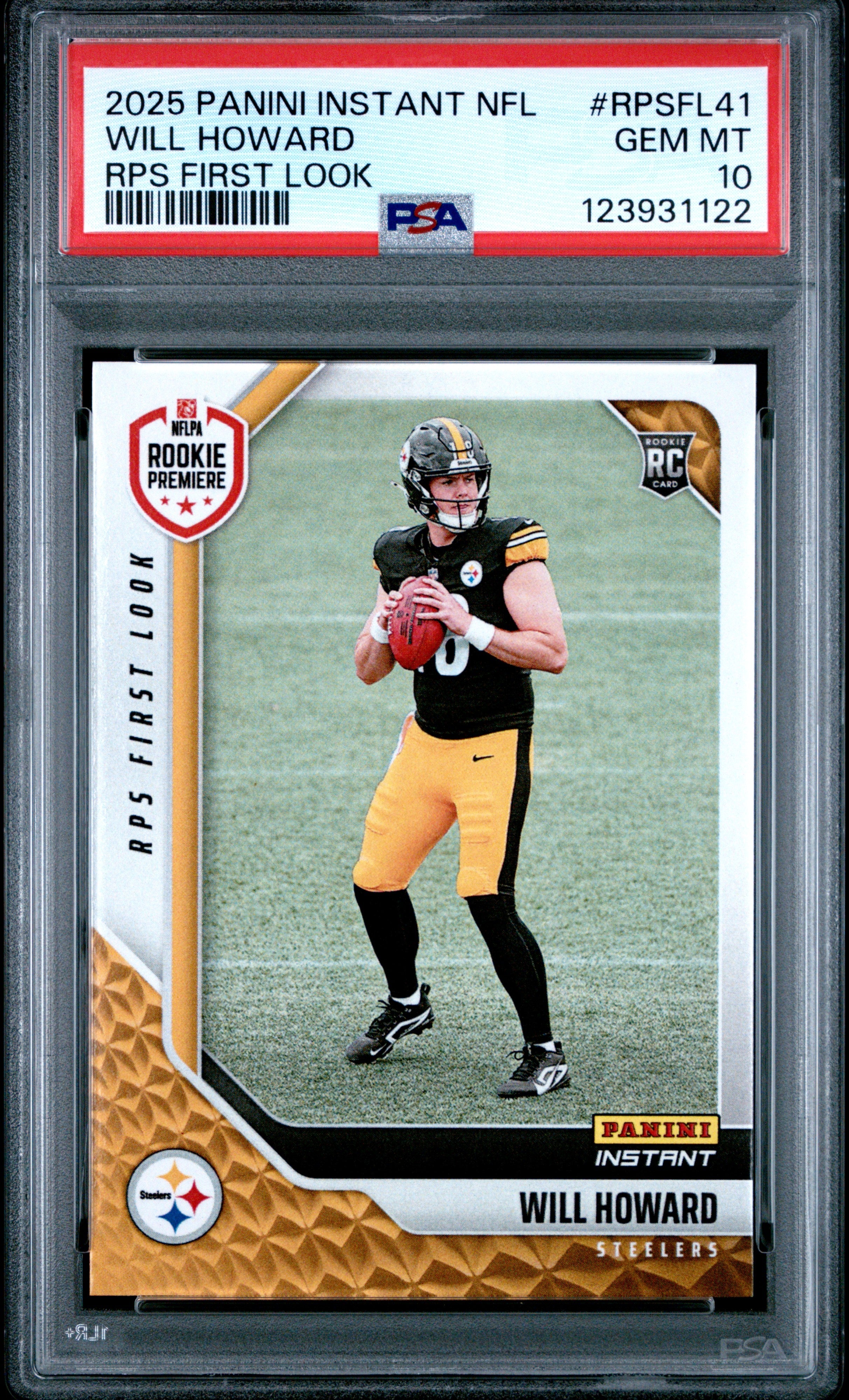 Graded 2025 Panini Instant Will Howard #RPSFL41 RPS First Look Rookie
