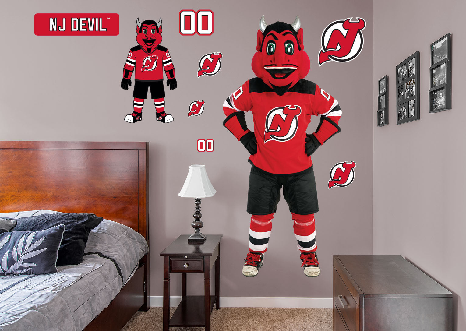 NJ Devil Mascot - RealBig Collection - Official NHL - New Jersey Devils - Reusable Vinyl Wall Decals