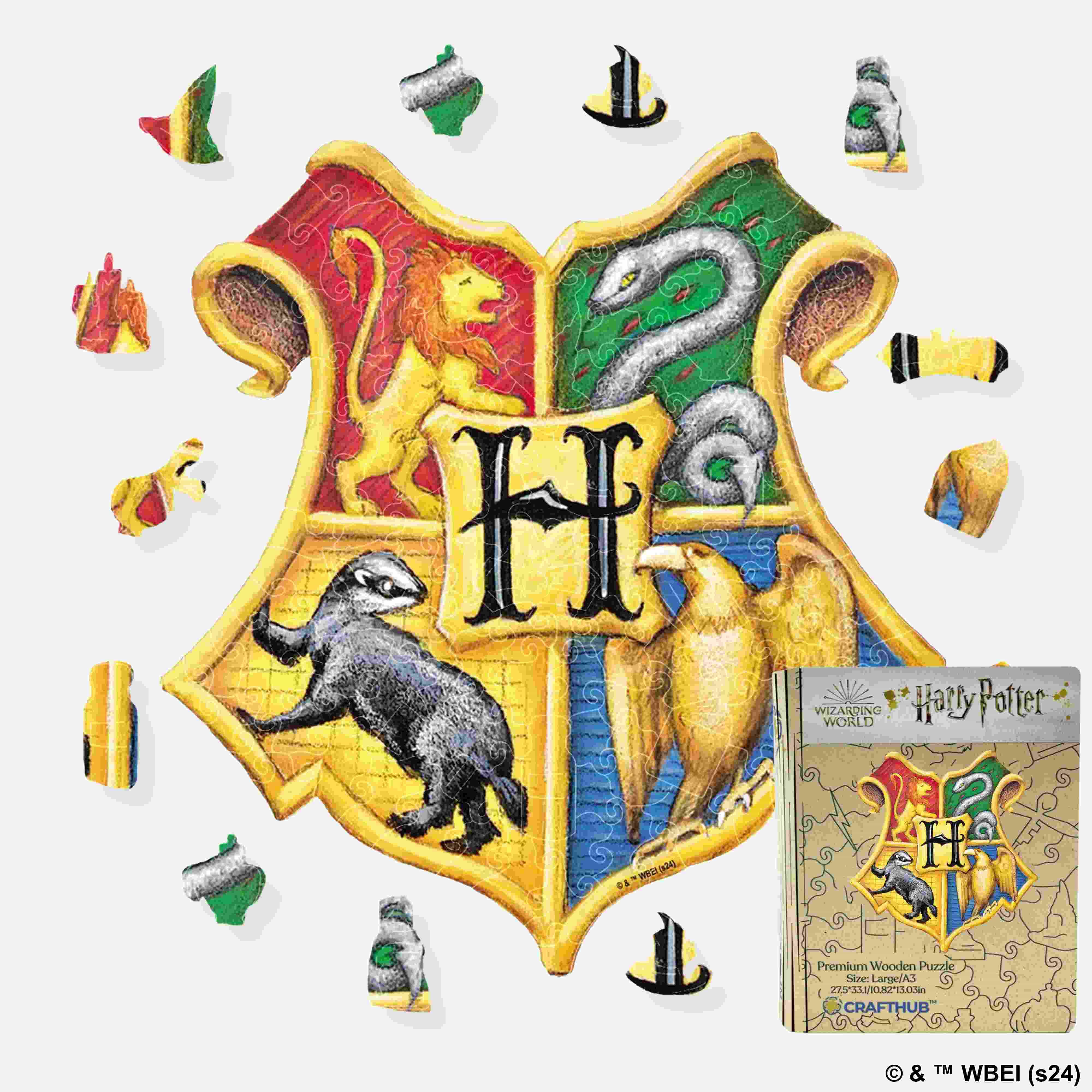 Harry Potter - Hogwarts Crests Wooden Jigsaw Puzzle