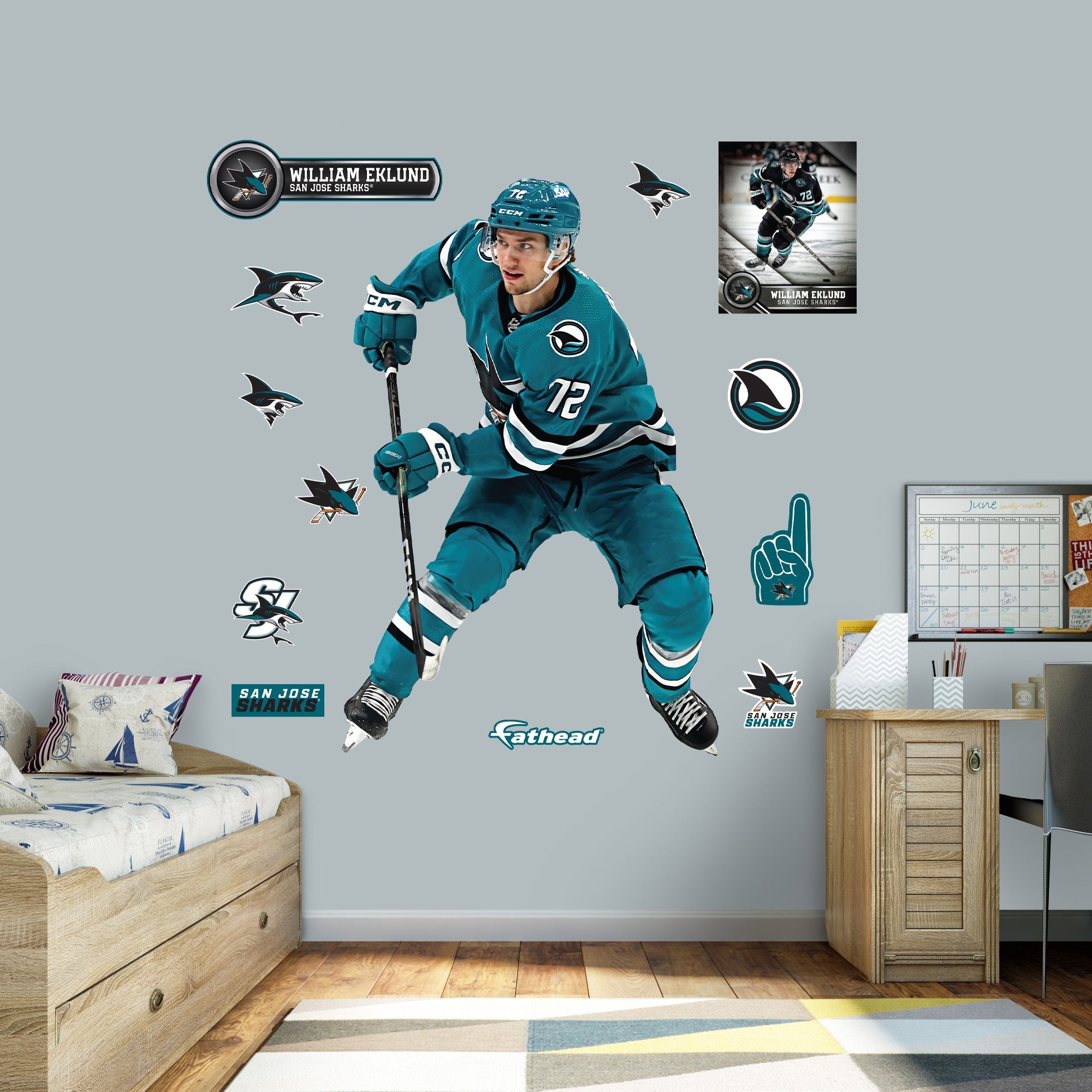 William Eklund - RealBig Collection - Official NHL - San Jose Sharks - Reusable Vinyl Wall Decals