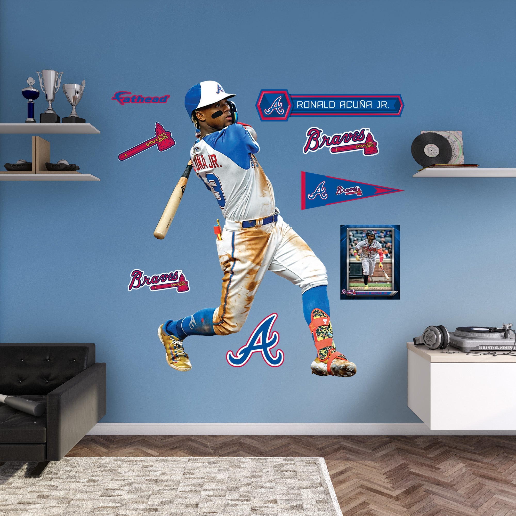 Ronald Acuña Jr. - RealBig City Connect Collection - Official MLB - Atlanta Braves - Reusable Vinyl Wall Decals