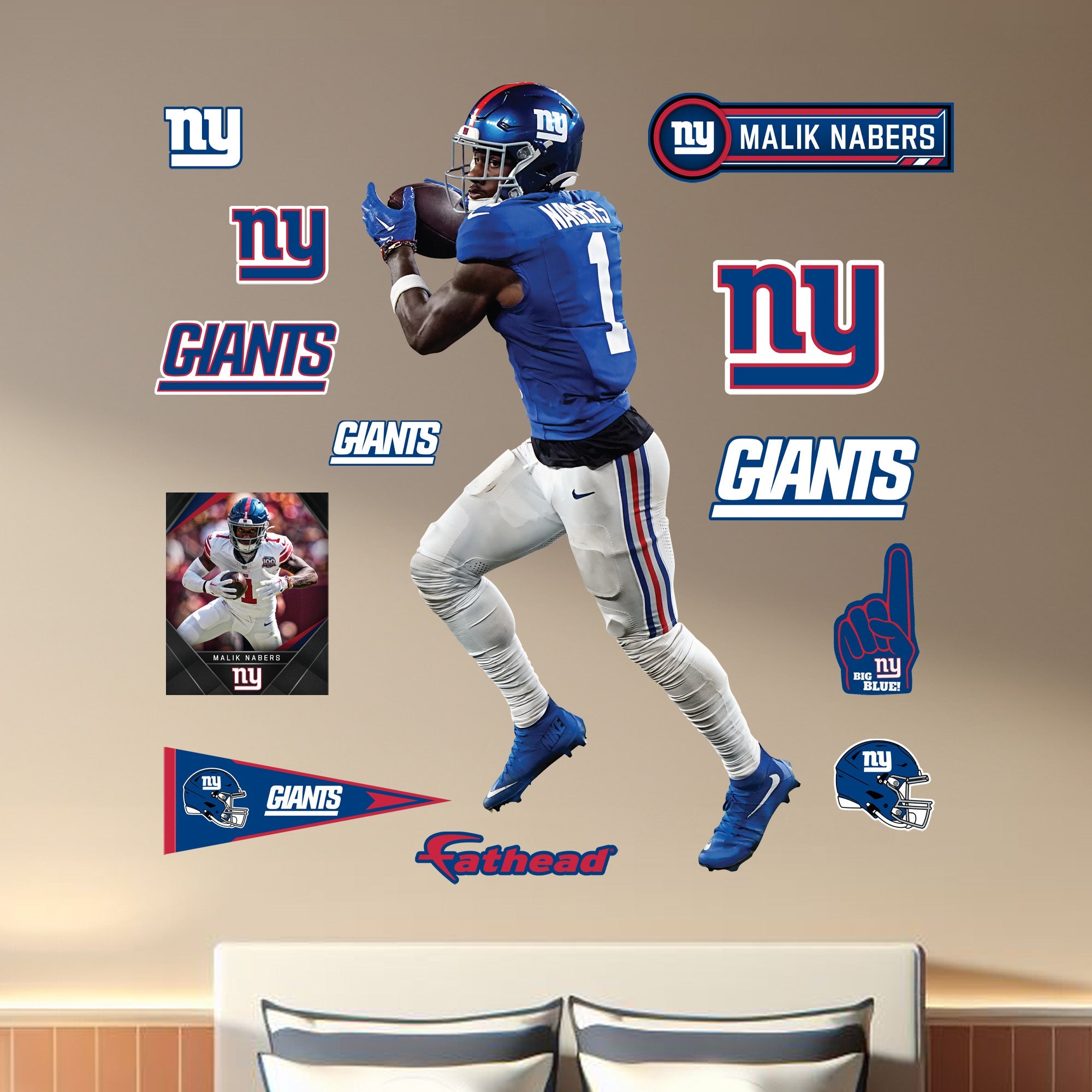 Malik Nabers - RealBig Catch Collection - Official NFL - New York Giants - Reusable Vinyl Wall Decals