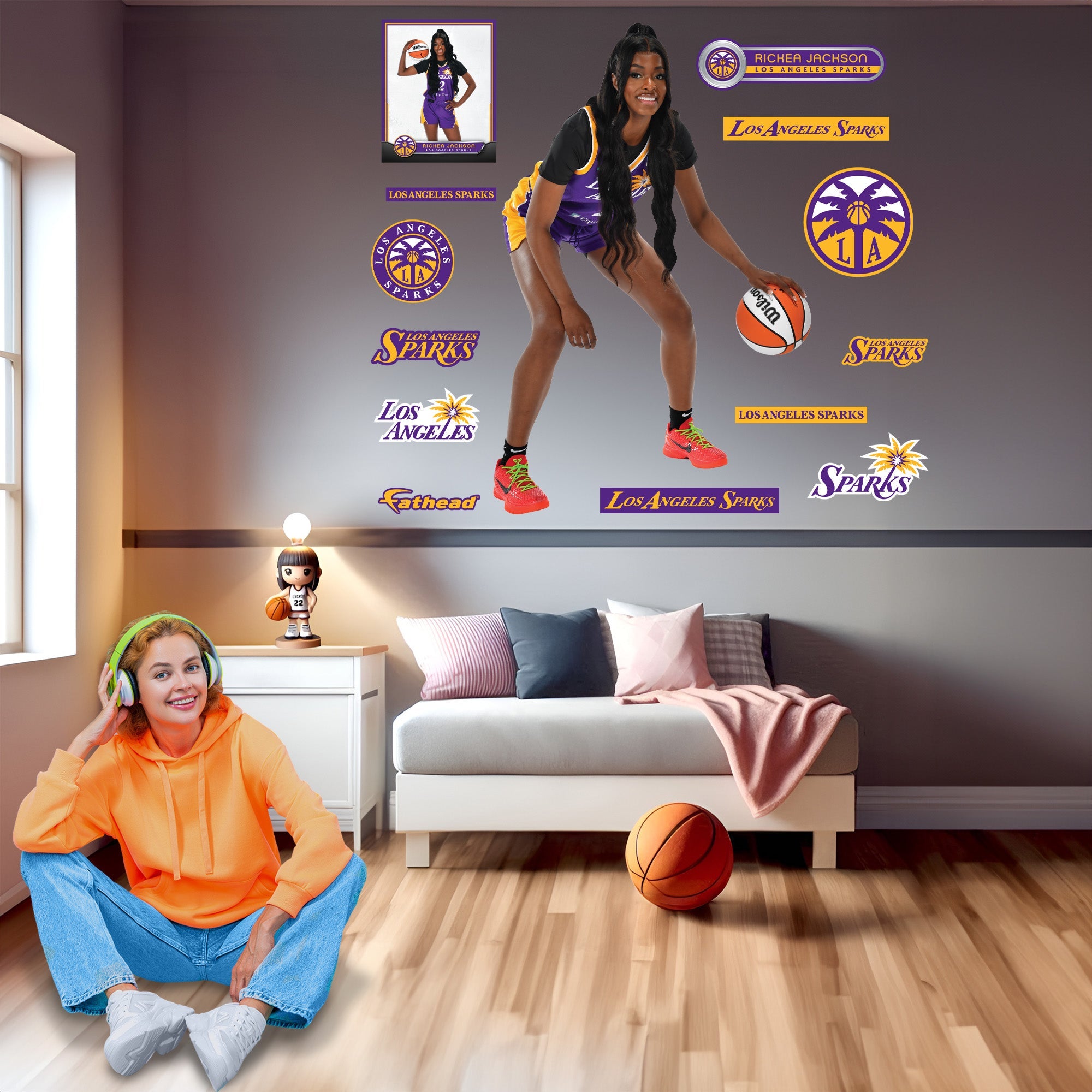Rickea Jackson - RealBig Collection - Official WNBA - Los Angeles Sparks - Reusable Vinyl Wall Decals