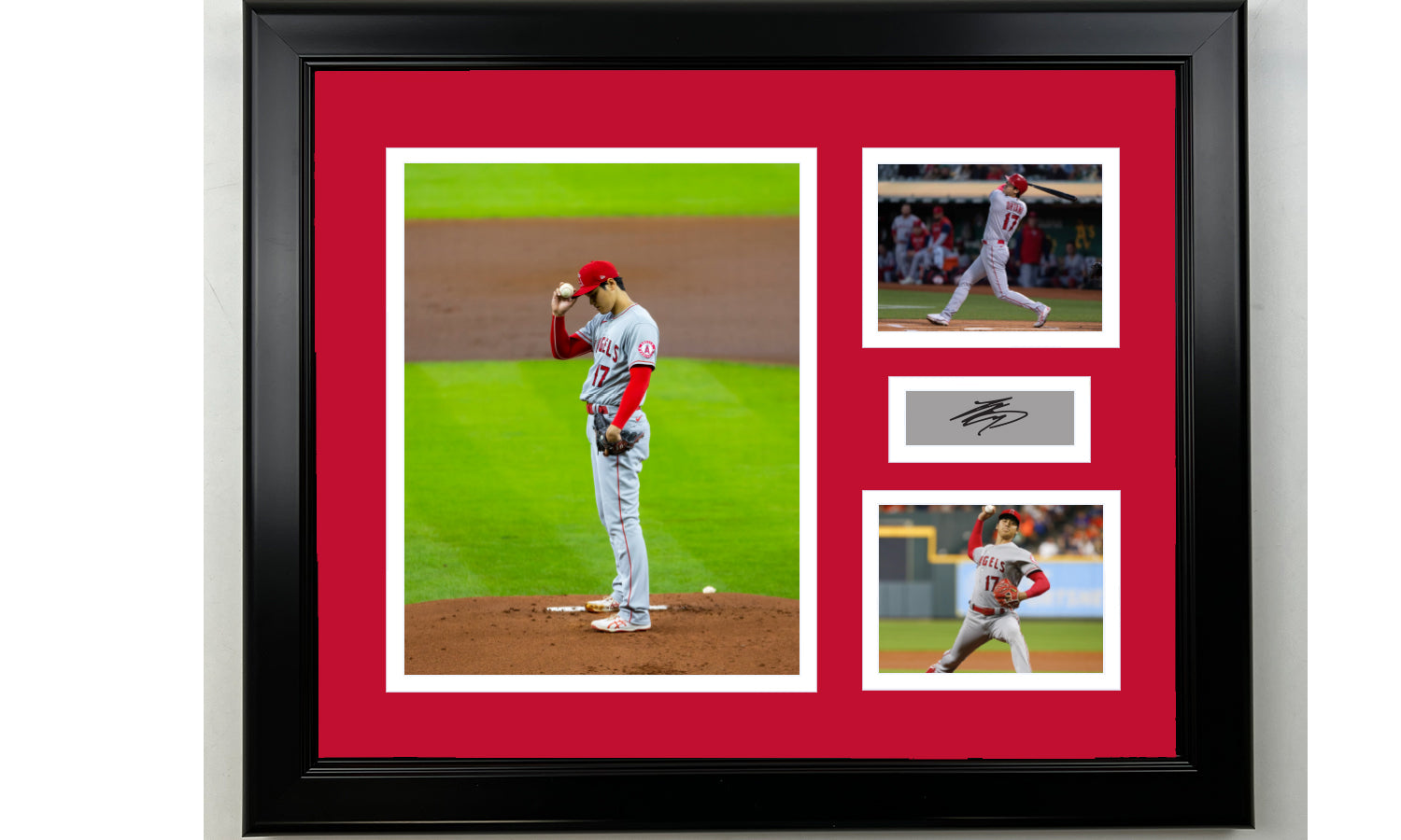 Framed Shohei Ohtani Los Angeles Angels Facsimile Laser Engraved Signature Baseball 14x11 3 Photo Collage