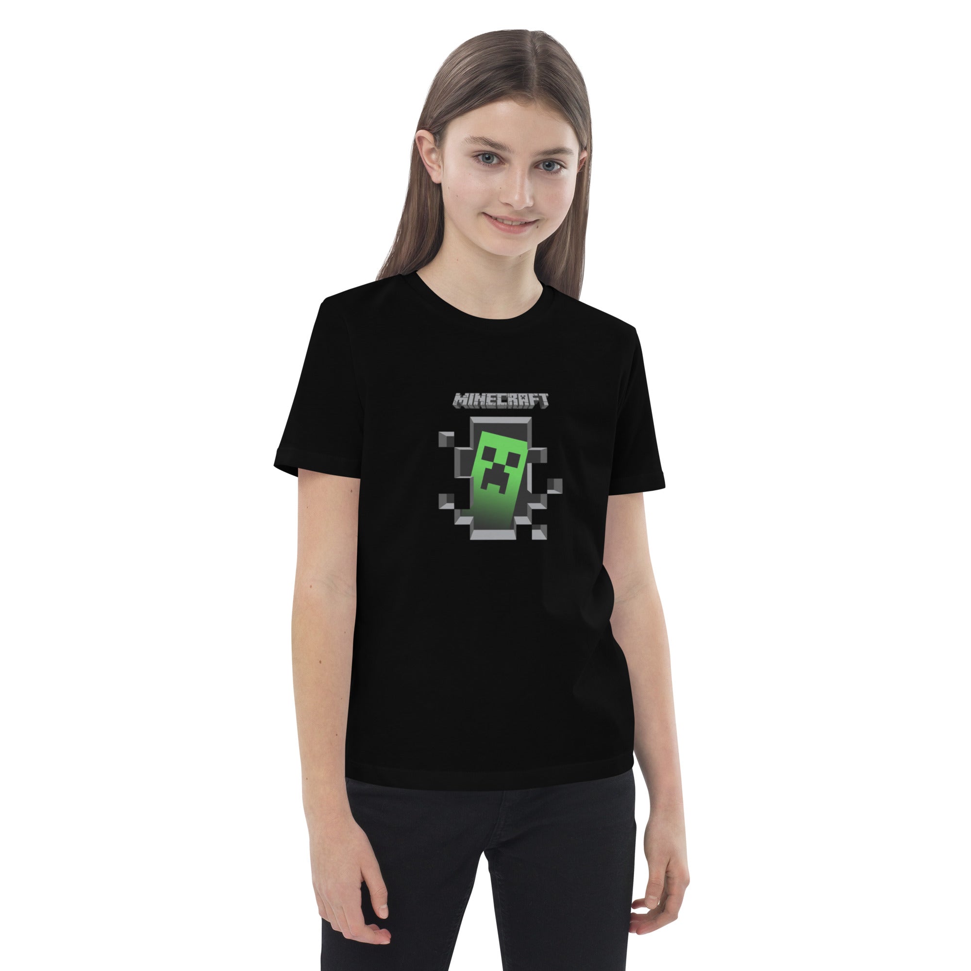 Minecraft Creeper Design Organic Cotton Kids T-Shirt