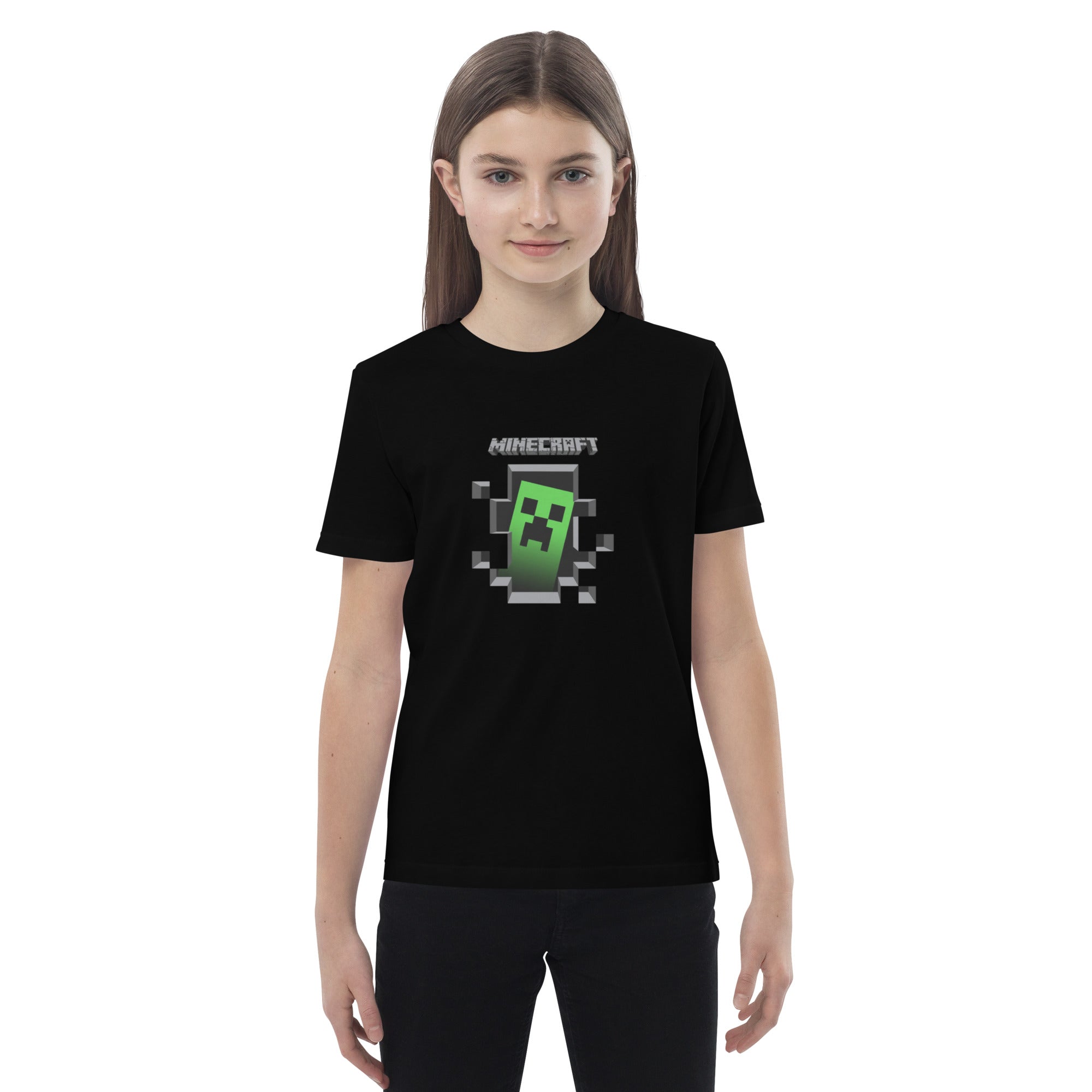 Minecraft Creeper Design Organic Cotton Kids T-Shirt