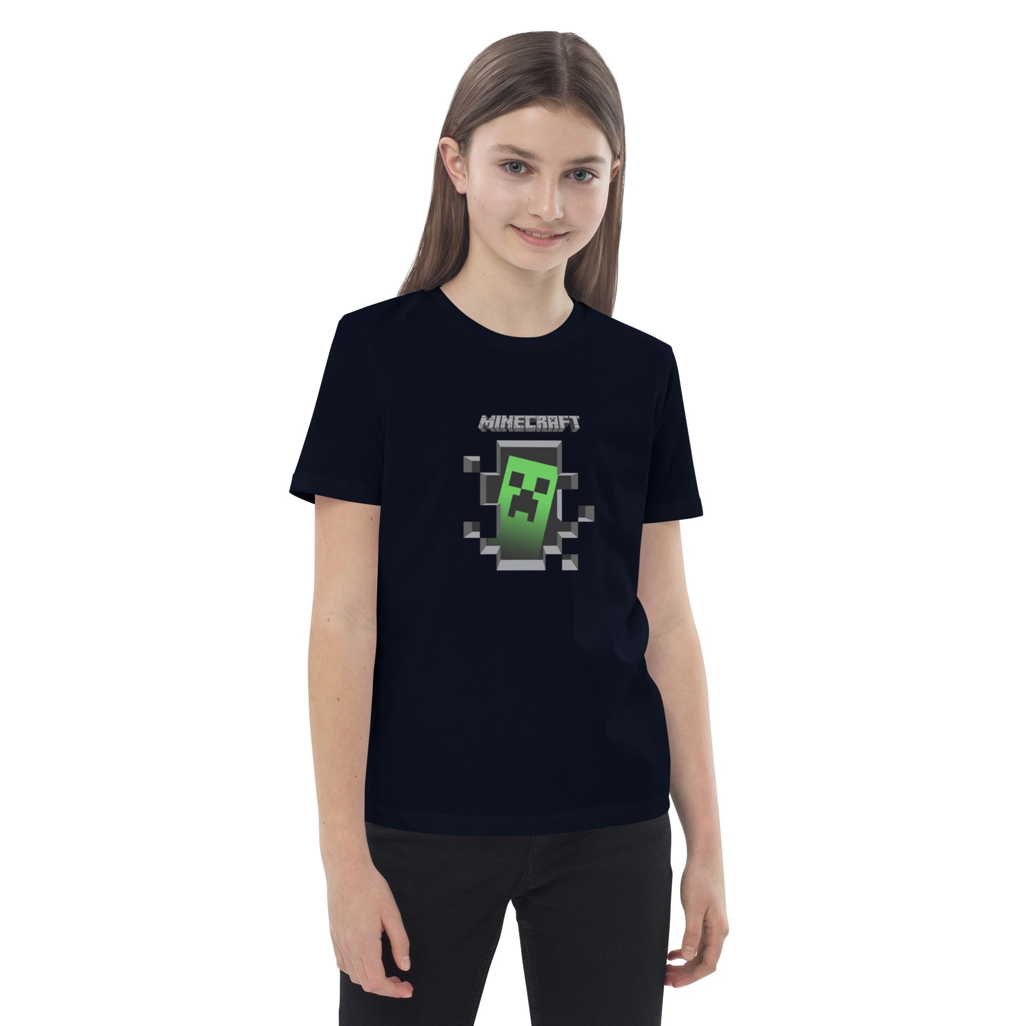 Minecraft Creeper Design Organic Cotton Kids T-Shirt
