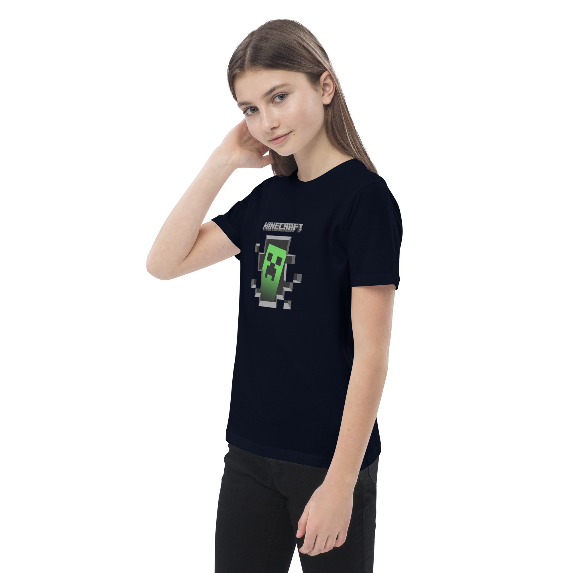 Minecraft Creeper Design Organic Cotton Kids T-Shirt