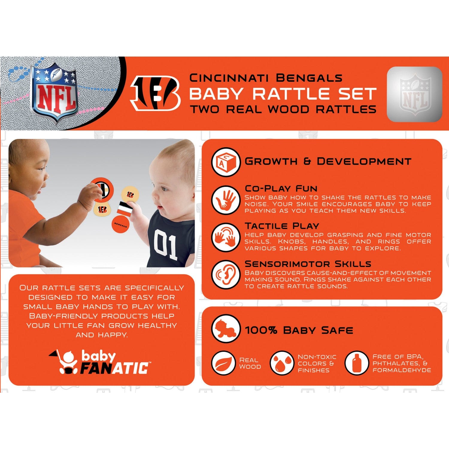 Cincinnati Bengals - Baby Rattles 2-Pack