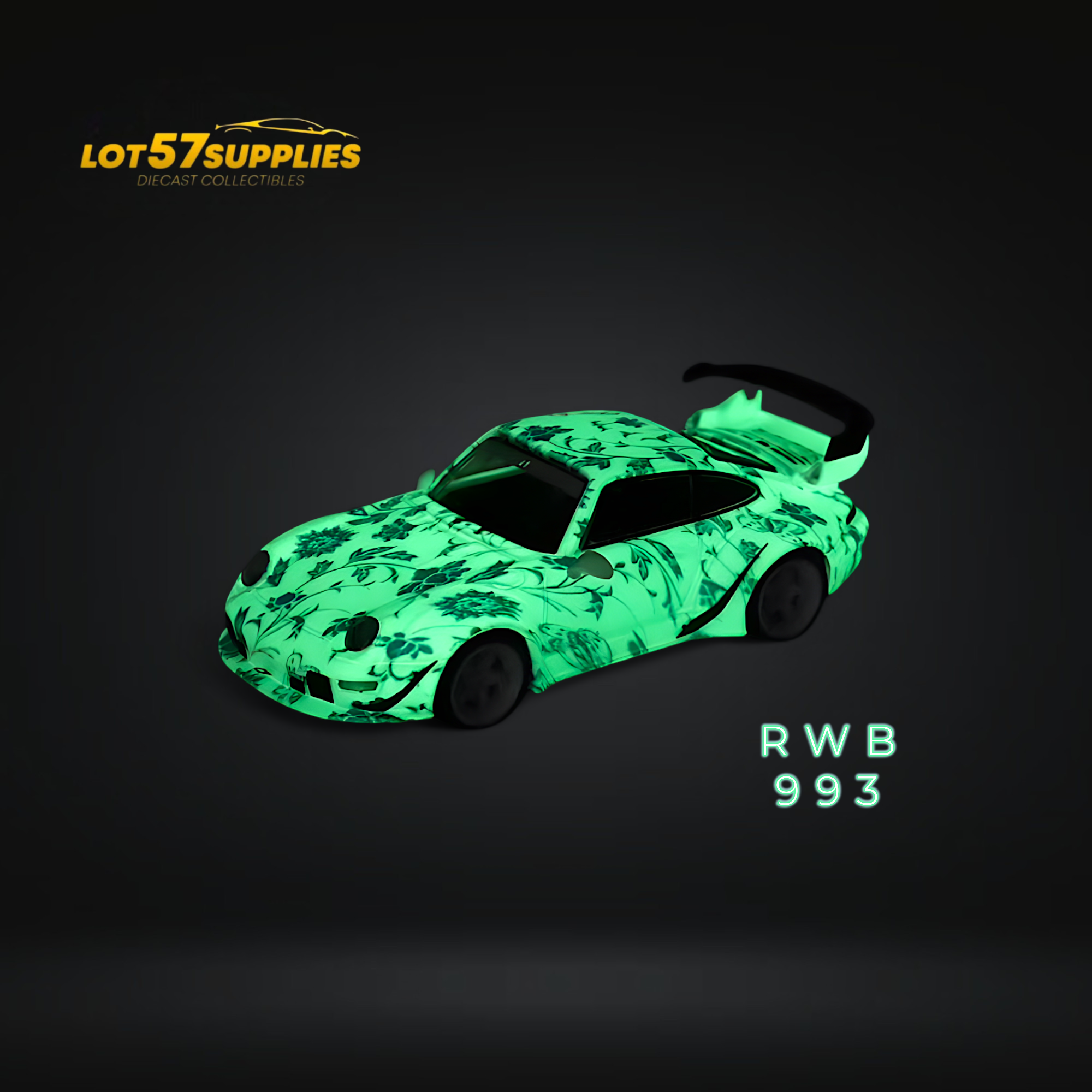Flame Model Porsche RWB 993 Luminous Green Ocean 1:64