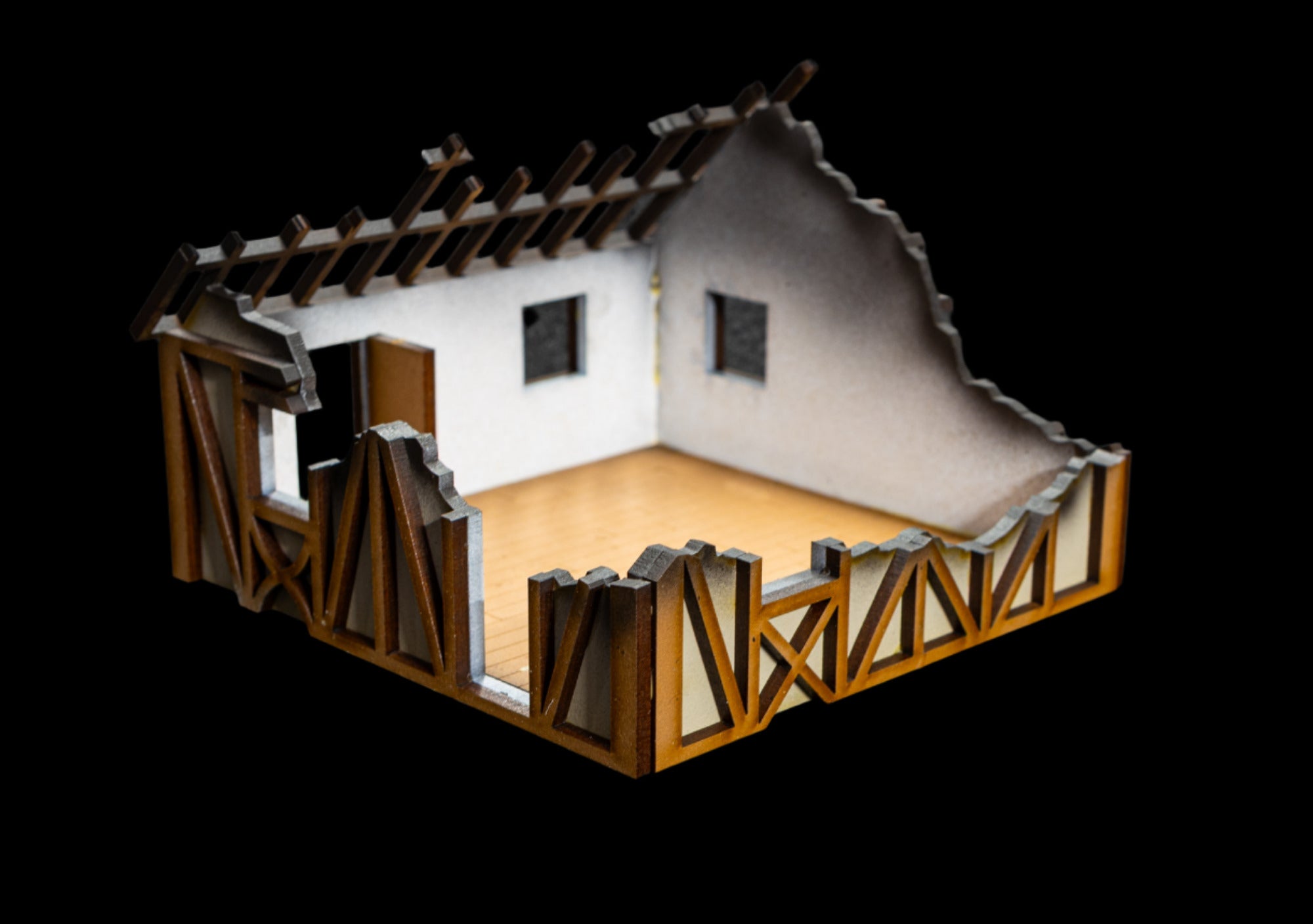 28mm Small Half Timber House - 28MPNT550 (Assembled and Painted)