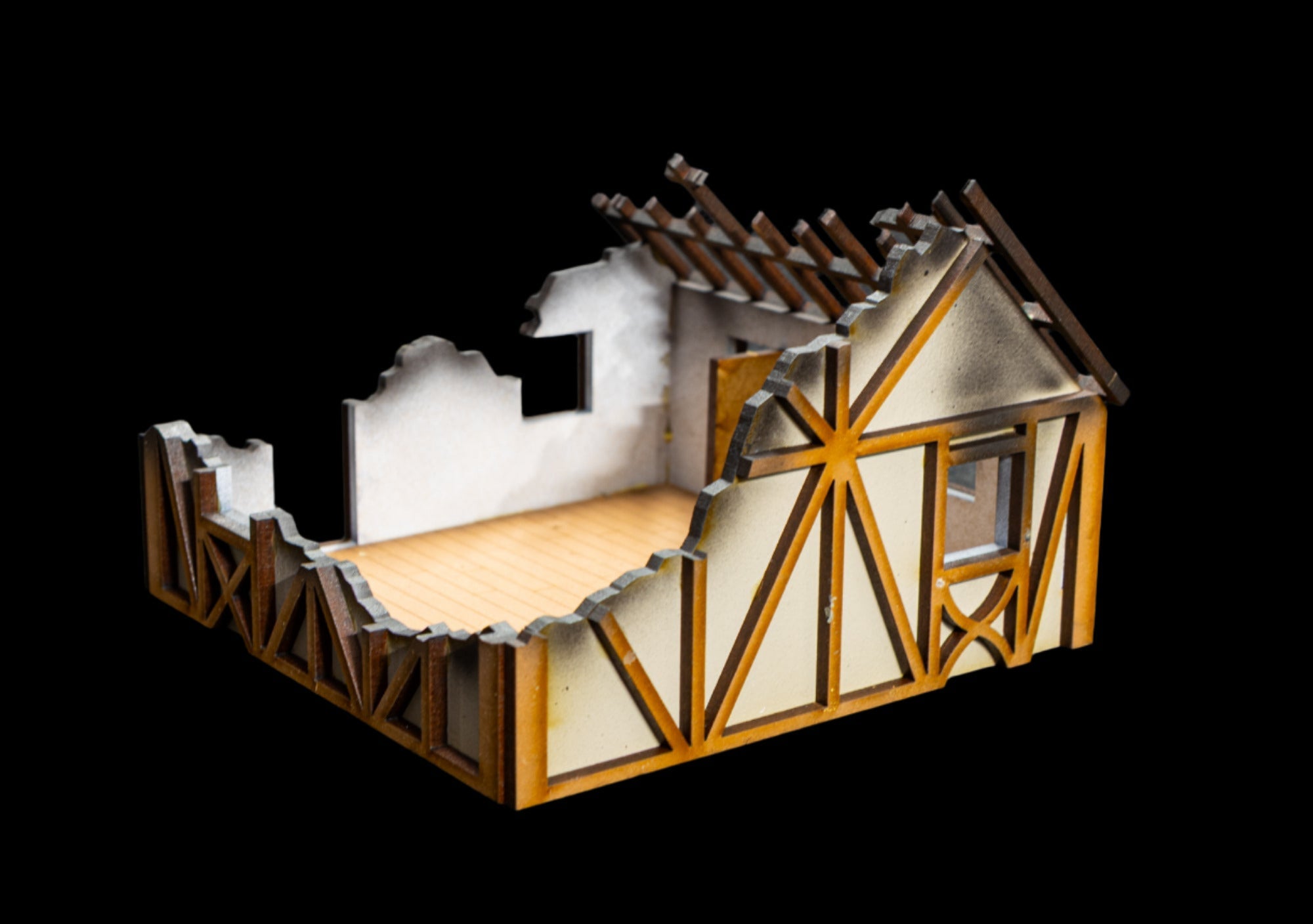 28mm Small Half Timber House - 28MPNT550 (Assembled and Painted)