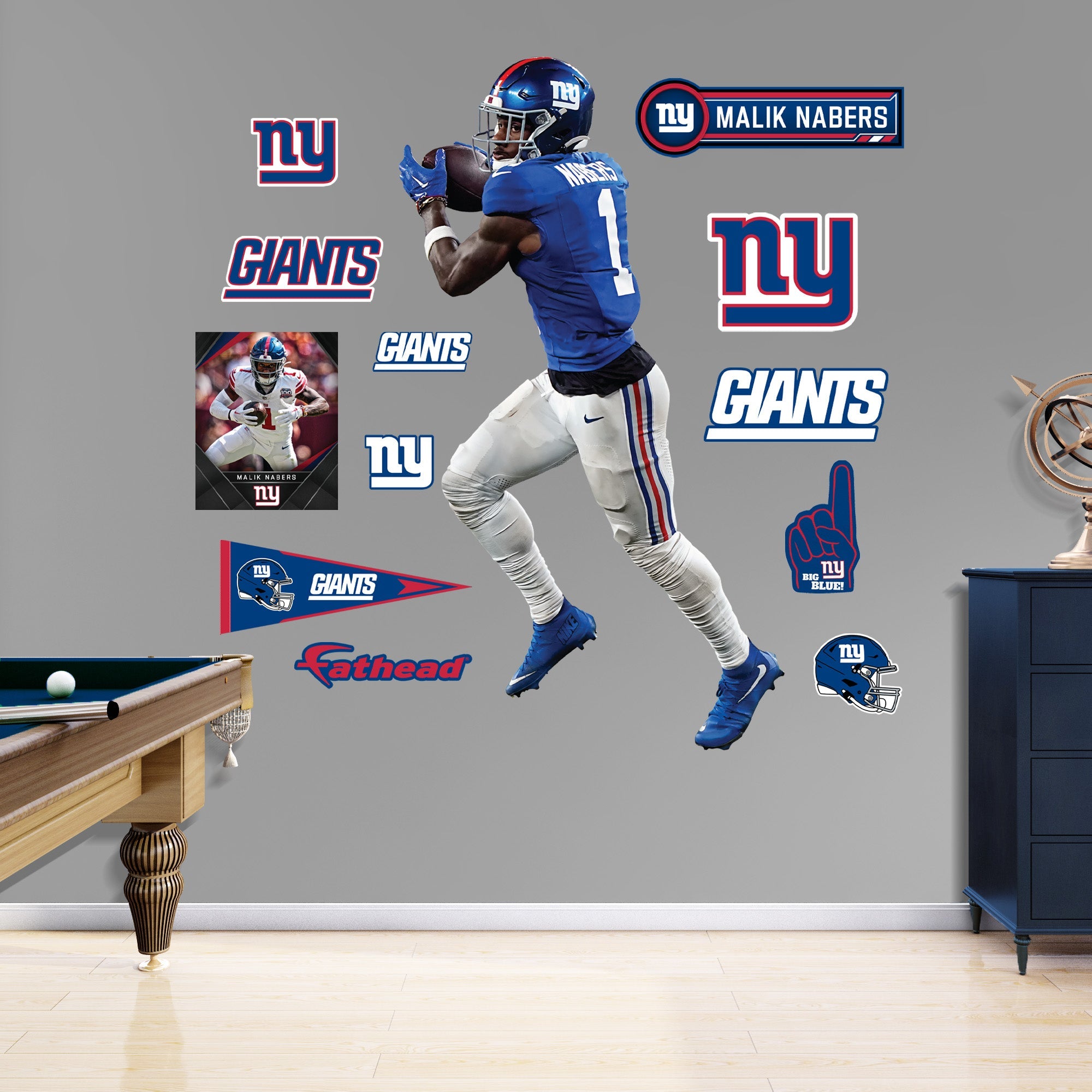 Malik Nabers - RealBig Catch Collection - Official NFL - New York Giants - Reusable Vinyl Wall Decals