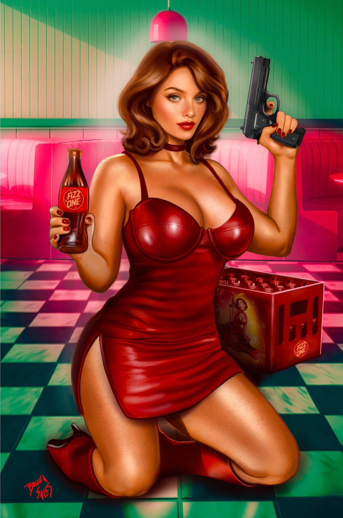Pop Kill # 3 BRUNA SALES Big Dex Comics MegaCon Exclusive Crimson Dress Virgin Variant