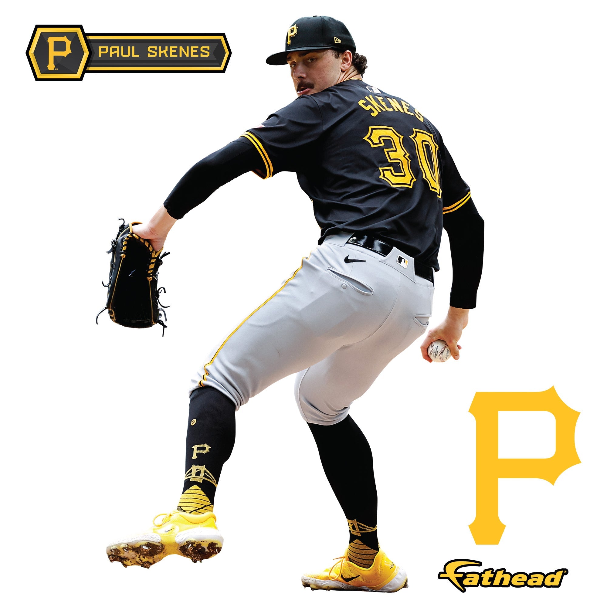 Paul Skenes - RealBig Black Jersey Collection - Official MLB - Pittsburgh Pirates - Reusable Vinyl Wall Decals