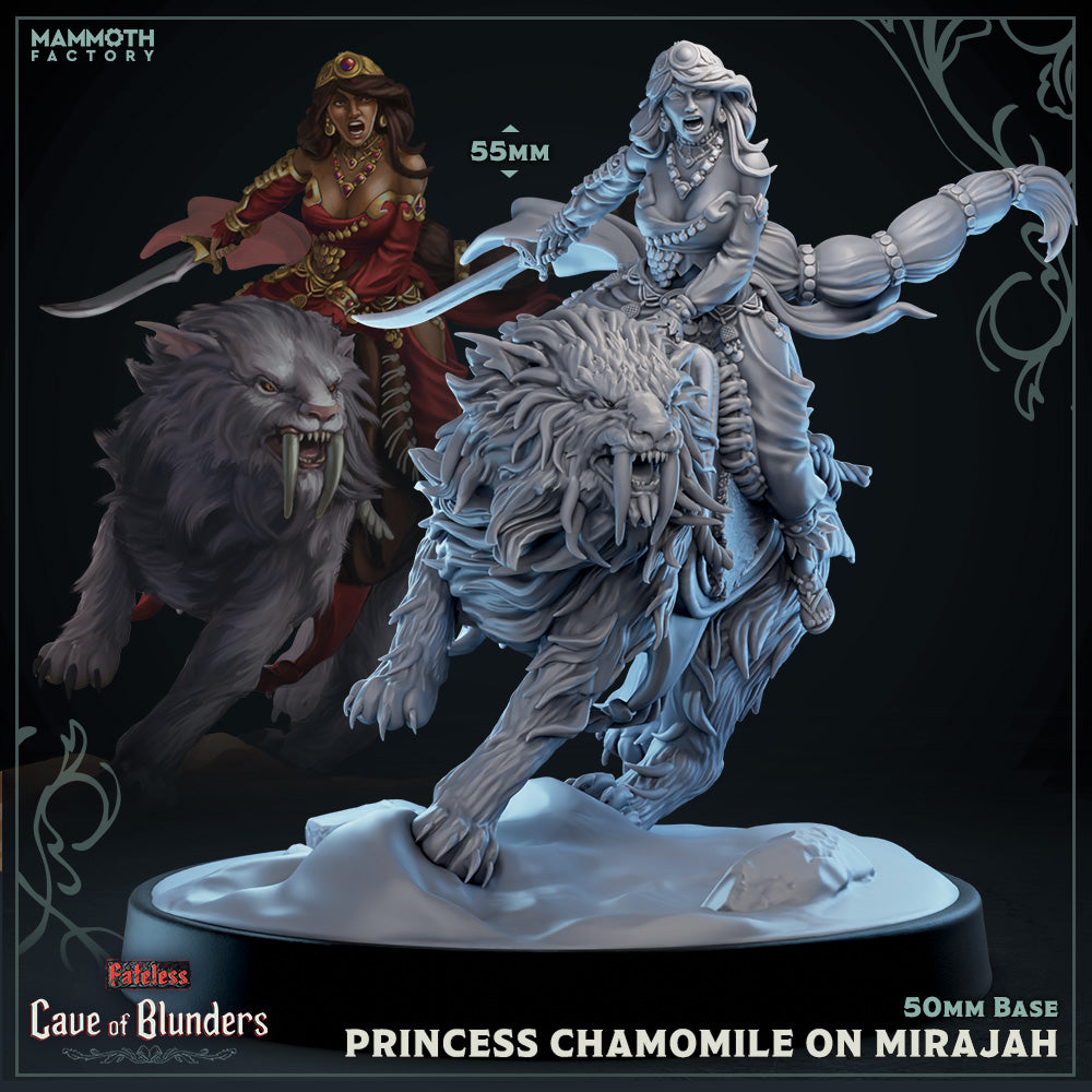 Princess Chamomile on Mirajah (Female Human Assassin with Tiger Mount)