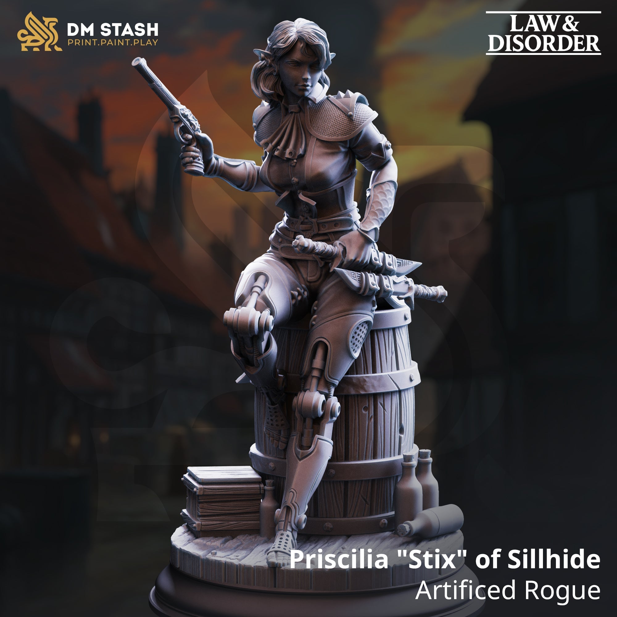 Priscilia "Stix" of Sillhide, Artificed Rogue (Female Elf Gunslinger)