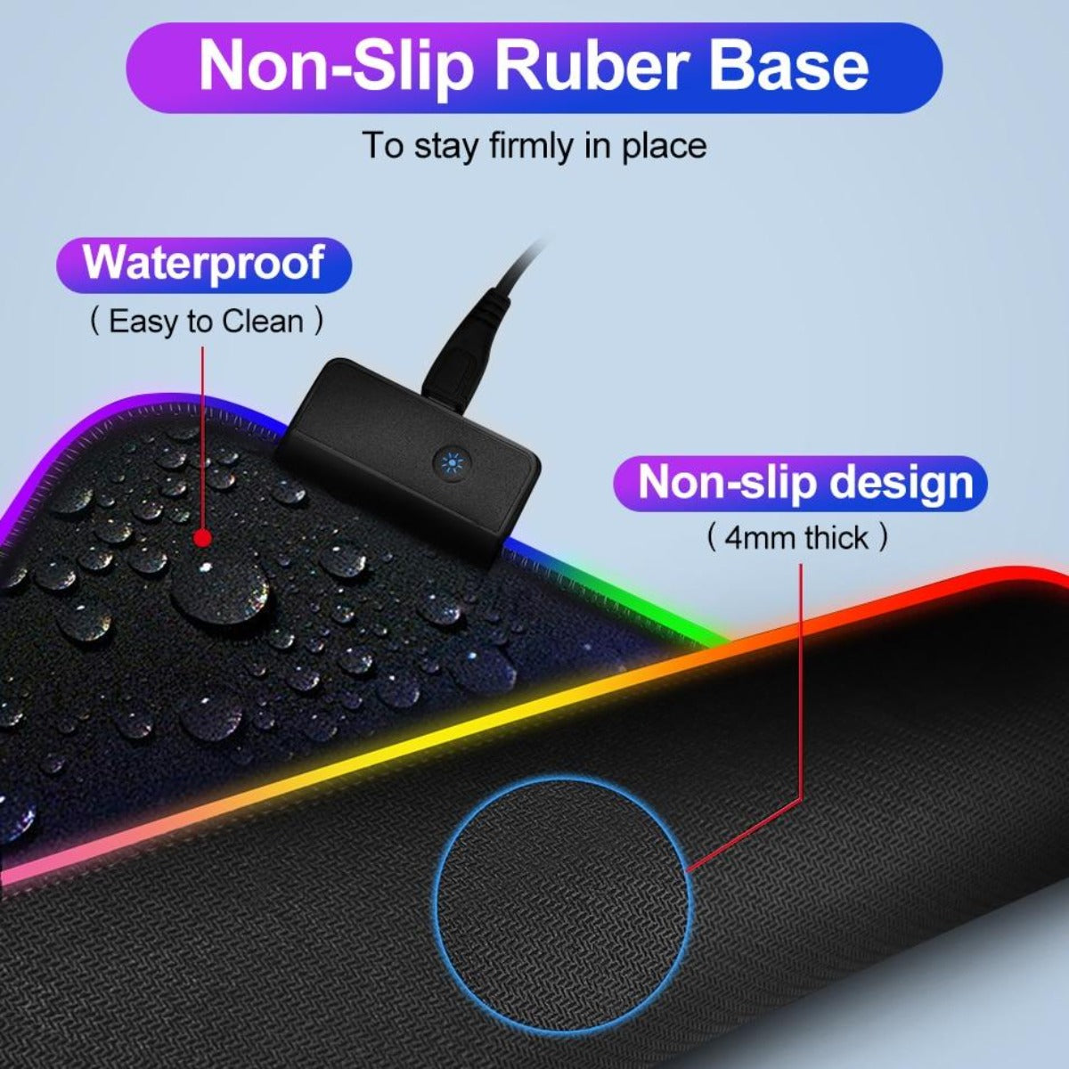 Dragon RGB Gaming 1 Touch Light Up Mouse Pad - Large Size