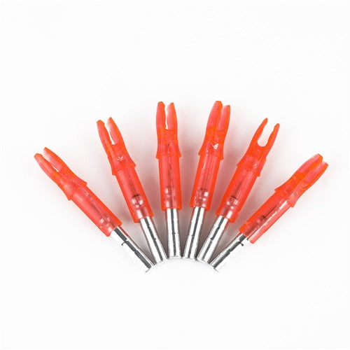 6pcs/lot Automatically ABS 44*6.2mm Led Lighted Arrow Nock Fits diameter Archery hunting Shooting arrow Accessories 4 color