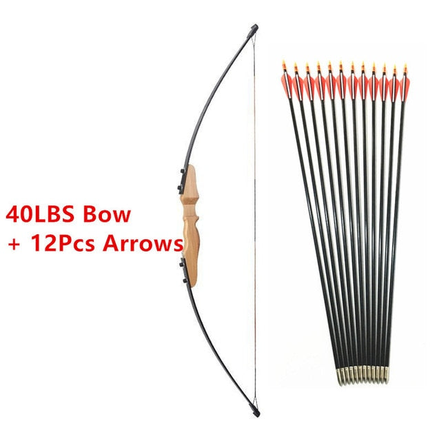 30/40LBS Straight Bow Split 51 Inches Entry Bow With Arrows For Children Youth Archery Hunting Shooting Kids Bow