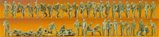 Preiser 16506 HO Unpainted German Riflemen, Infantry, & Military Police (50) (Ki