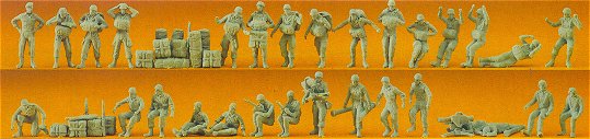 Preiser 16508 HO Unpainted German Paratroopers w/Acc (30) (Kit)