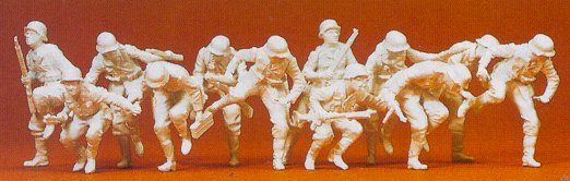 Preiser 72501 1/72 Unpainted Panzergrenadiers Exiting Tank 1939-45 (12) (Kit)