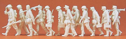 Preiser 72527 1/72 Unpainted German Reich Grenadiers Advancing w/MG 1939-45 (12